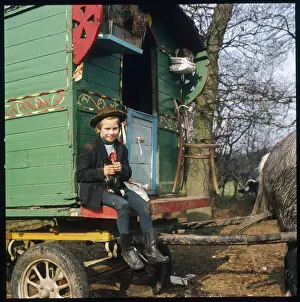 Caravan Prints: Gypsy Boy with Hen Print 1973