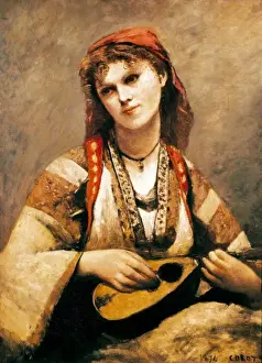 Oil On Canvas Import Art Prints: Gypsy with a Mandolin