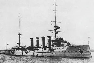 Prints of The lead ship of the Royal Navy Devonshire class of armoured cruisers. The Devonshire formed part of the Grand Fleet for the first two years of World War One World War I And II Prints: HMS Devonshire Print, Royal Navy Armoured Cruiser 1914