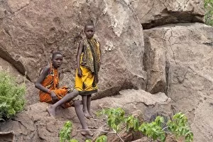 Lake Eyasi Collection: Hadzabe Tribal Boys - less than 1500 Hadzabe remain
