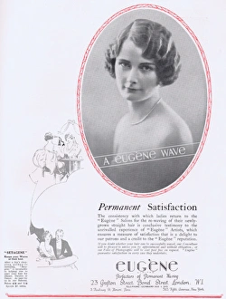 Hairdressing advert for Eugene, perfectors of permanent wavi Hairdressing advert for Eugene, perfectors of permanent wavi