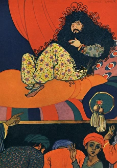 A very hairy sultan reclining on some pillows A very hairy sultan reclining on some pillows