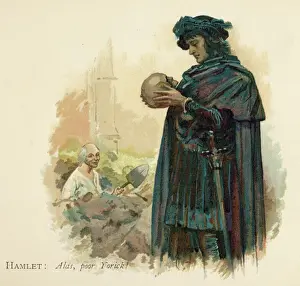 Prints of Hamlet with Yoricks skull William Shakespeare Prints: Hamlet with Yorick's Skull Print