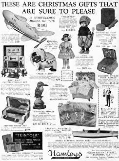 Hamleys Christmas presents advertisement, 1929 Hamleys Christmas presents advertisement, 1929