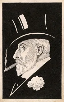 Hand-drawn postcard of King Edward VII in profile Hand-drawn postcard of King Edward VII in profile