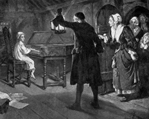 Prints of GEORGE FREDERIC HANDEL Young Georg Friedrich is found by his parents at the keyboard in the middle of the night... Date: 1685 - 1759 George Frederick Handel Prints: Handel as a Child Print 1685-1759