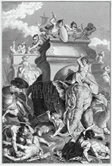 Hannibal in battle with his war elephants Hannibal in battle with his war elephants