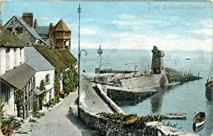 Prints of Harbour, Lynmouth, Devon, England. Date: 1910s Lynmouth Prints: Harbour, Lynmouth, Devon Print - 1910s
