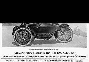 1921 Harley-Davidson Print with Sidecar Advertisement