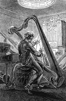 Musical Instrument History Prints: Harp Maker 1827