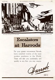 Harrods advertisement 1939 - new escalators installed Harrods advertisement 1939 - new escalators installed