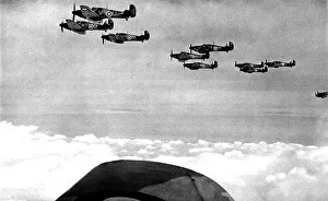 Hawker Hurricanes in formation; Second World War, 1940 Hawker Hurricanes in formation; Second World War, 1940