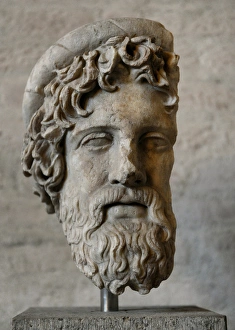 Head of Asclepius. Roman sculpture after original of about 4 Head of Asclepius. Roman sculpture after original of about 4