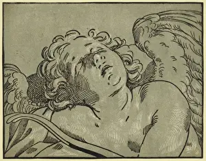 Chiaroscuro Painting Prints: Head of Cupid