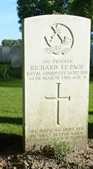 Headstone of Private Richard le Page, 26 March 1918 Headstone of Private Richard le Page, 26 March 1918