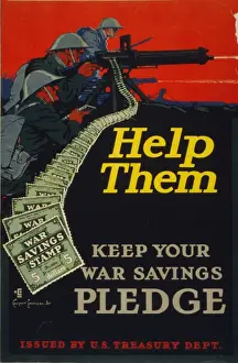WWI Propaganda Artwork Prints: Help them - keep your war savings pledge