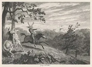 Henry VIII startled by Herne the Hunter Print