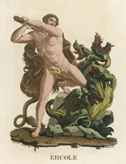 Ancient Greek Art Prints: Herakles and the Hydra