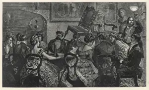 Prints of Witchcraft in 1871 an exciting seance held by Frank Herne and Charles Williams at Katherfelto Row, Hamburg Square, London; they were later exposed Charles Williams Prints: Print of Herne & Williams 1871 Seance at Hamburg Square, London