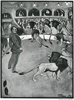 Herr Seeth in a den of lions at the London Hippodrome Herr Seeth in a den of lions at the London Hippodrome