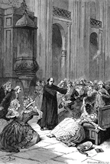 Hervier Cures a Hysteric in Church, 1784 Print