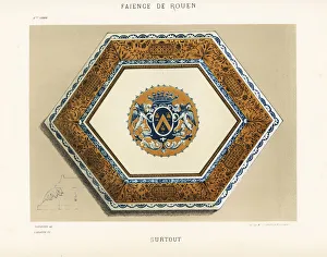 Hexagonal surtout or centerpiece dish from Rouen Hexagonal surtout or centerpiece dish from Rouen