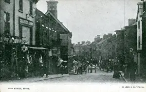 Prints of High Street, Stone, Stafford, near Stoke on Trent, Staffordshire, England. Date: 1900s Staffordshire Prints: High Street, Stone, Staffordshire Print 1900s
