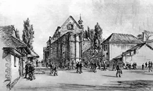 Prints of A view of Mill Hill School, an independent public school in north west London, founded in 1807 Mill Hill Prints: Mill Hill School Print, 1956: A View from the Quad