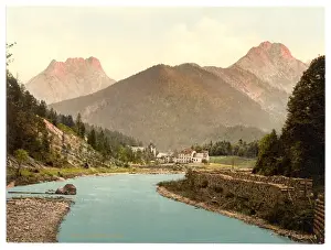 Historical Coloured Photographs Prints: Hinteriss, general view, Upper Bavaria, Germany