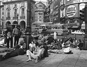 Hippies at Piccadilly Circus 1969 Print