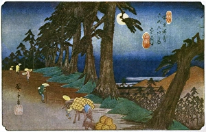Hiroshige woodcut - Mochizuki: Moonlight Hiroshige woodcut - Mochizuki: Moonlight