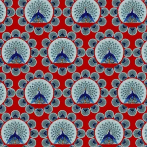History Repeats Itself Prints: Red Peacock Repeating Pattern Print