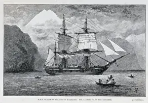 HMS Beagle in the Straits of Magellan Print