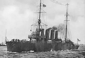 HMS Birmingham Print: Sinking U-15 1914