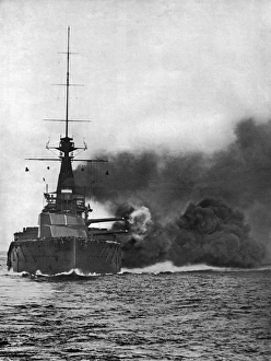 HMS Monarch firing her broadside, August 1914 HMS Monarch firing her broadside, August 1914