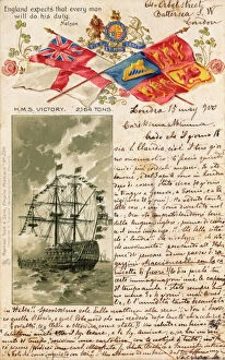 Royal Navy Collection: HMS Victory, Flags and Nelson Quote