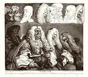 William Hogarth Prints: Hogarth Print: Sir John Willes on the Bench