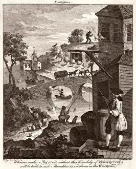 Early 19th Century Print: False Perspective by Hogarth