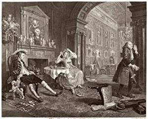 William Hogarth Prints: Hogarth Print: Marriage-Mode Breakfast Scene
