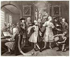 William Hogarth Prints: Hogarth's Rake Surrounded by Flattering Artists and Professors Print