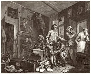 William Hogarth Prints: The Rake's Progress: Measuring the Young Heir Print