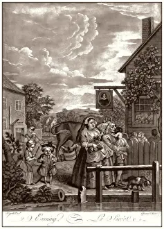 William Hogarth Prints: Evening Scene from Hogarth's Four Times of the Day Print