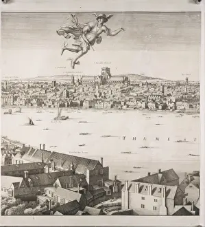 Hollar's 1647 Print of London Panorama with Old St Paul's Cathedral