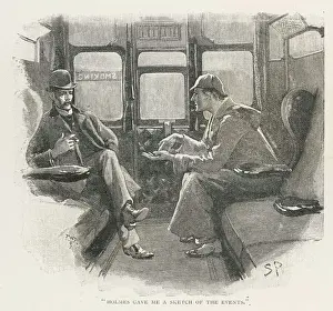 Print of Holmes and Watson in a Railway Compartment