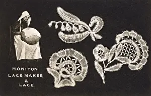 Honiton, Devon - Lace Maker and Her Work Print circa 1905
