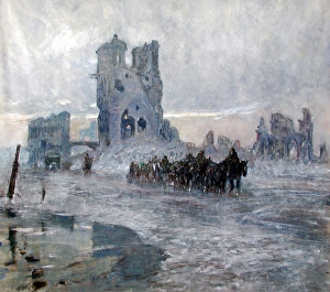Horse-drawn transports passing the Cloth Hall, Ypres Horse-drawn transports passing the Cloth Hall, Ypres