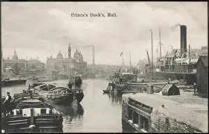Dock Prints: Hull Harbour Barges and Steamships Print