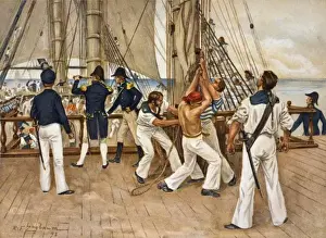 USS Constitution vs HMS Gurriere Print, 1898