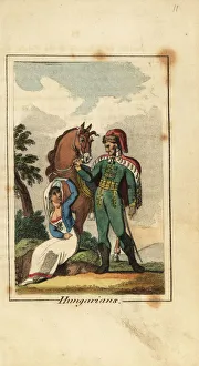 Hungarian Hussar with woman wearing a veil, 1818 Hungarian Hussar with woman wearing a veil, 1818