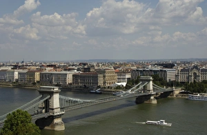 HUNGARY. BUDAPEST. View of Chain Bridge over Danube river HUNGARY. BUDAPEST. View of Chain Bridge over Danube river